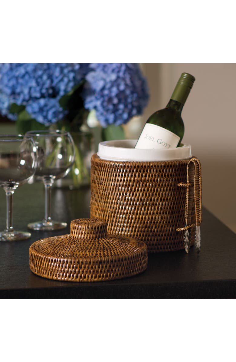 Napa Home & Garden Burma Rattan Ice Box & Tongs, Alternate, color, Brown