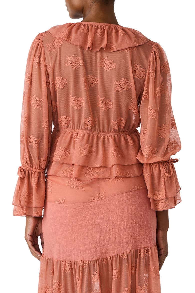 Montana Floral Embroidery Ruffle Detail Knit Top, Alternate, color, CANYON ROSE