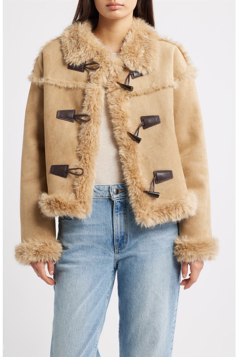 Faux Shearling Jacket, Main, color, CHESTNUT