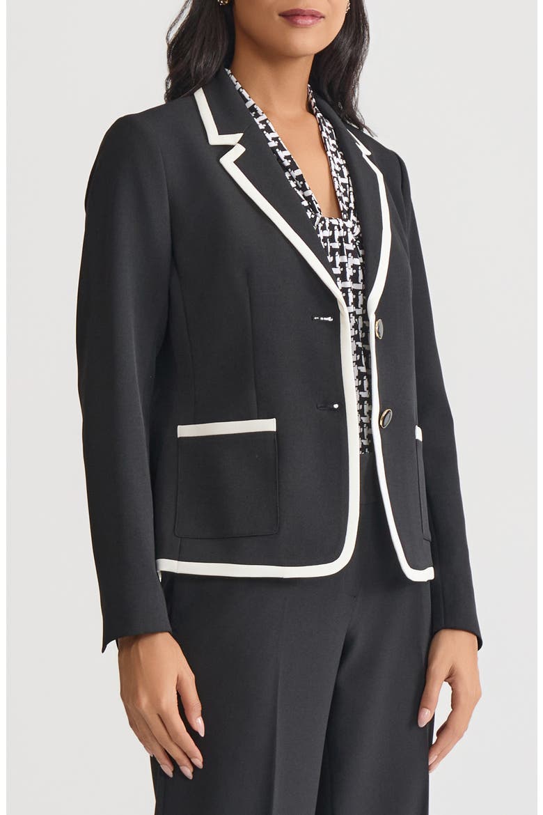 Two Button Jacket, Alternate, color, BLACK/ VANILLA ICE