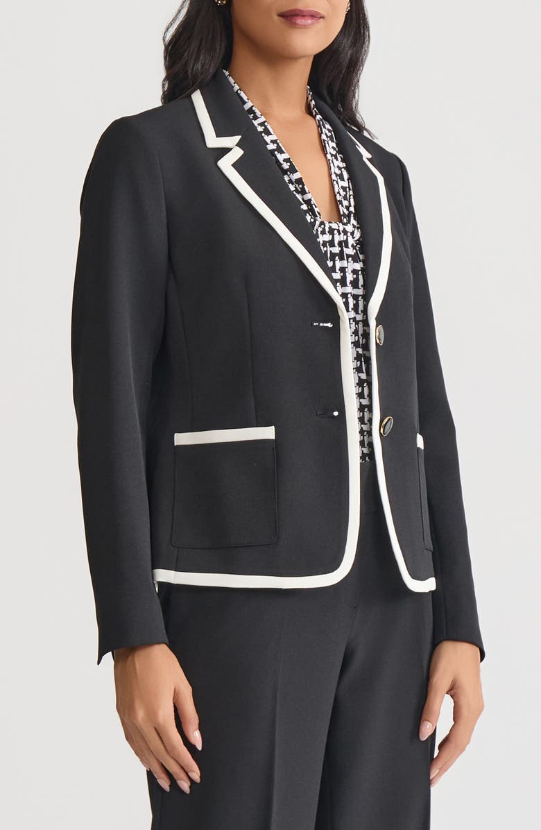 KASPER Two Button Jacket, Alternate, color, Black/ Vanilla Ice