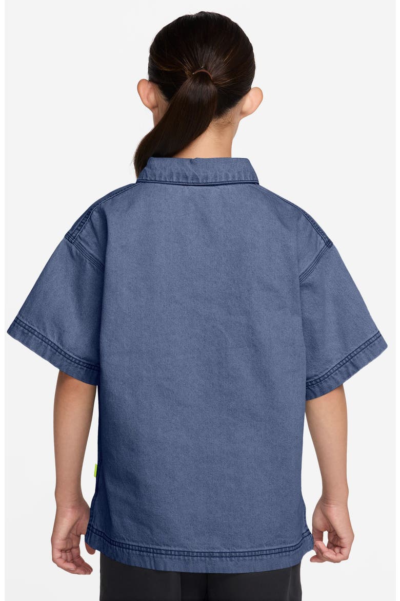 Kids' Short Sleeve Denim Polo, Alternate, color, 461 MYSTIC NAVY/NAVY/CSTL BLUE