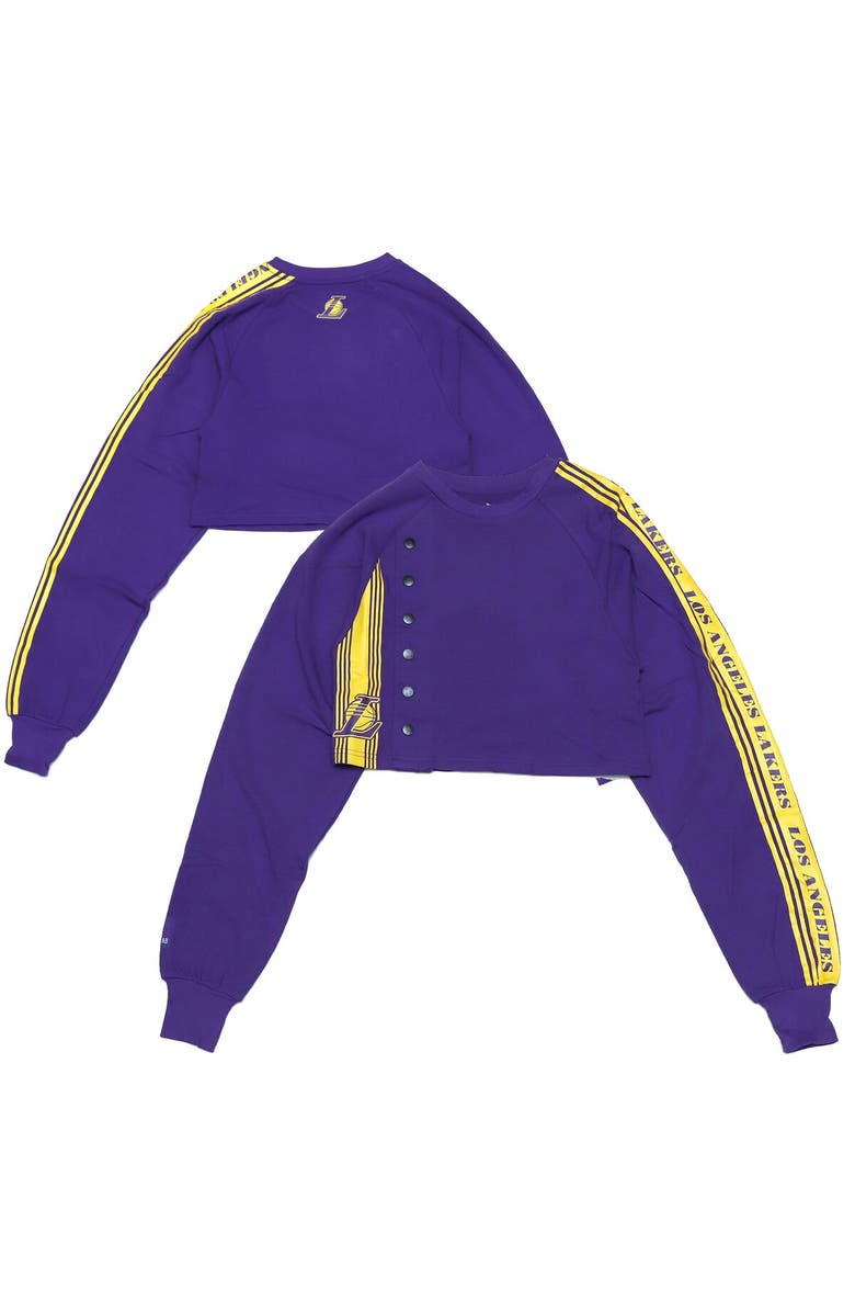 QORE Women's Qore Purple Los Angeles Lakers Cozy Team Crop Long Sleeve T-Shirt, Alternate, color, 
