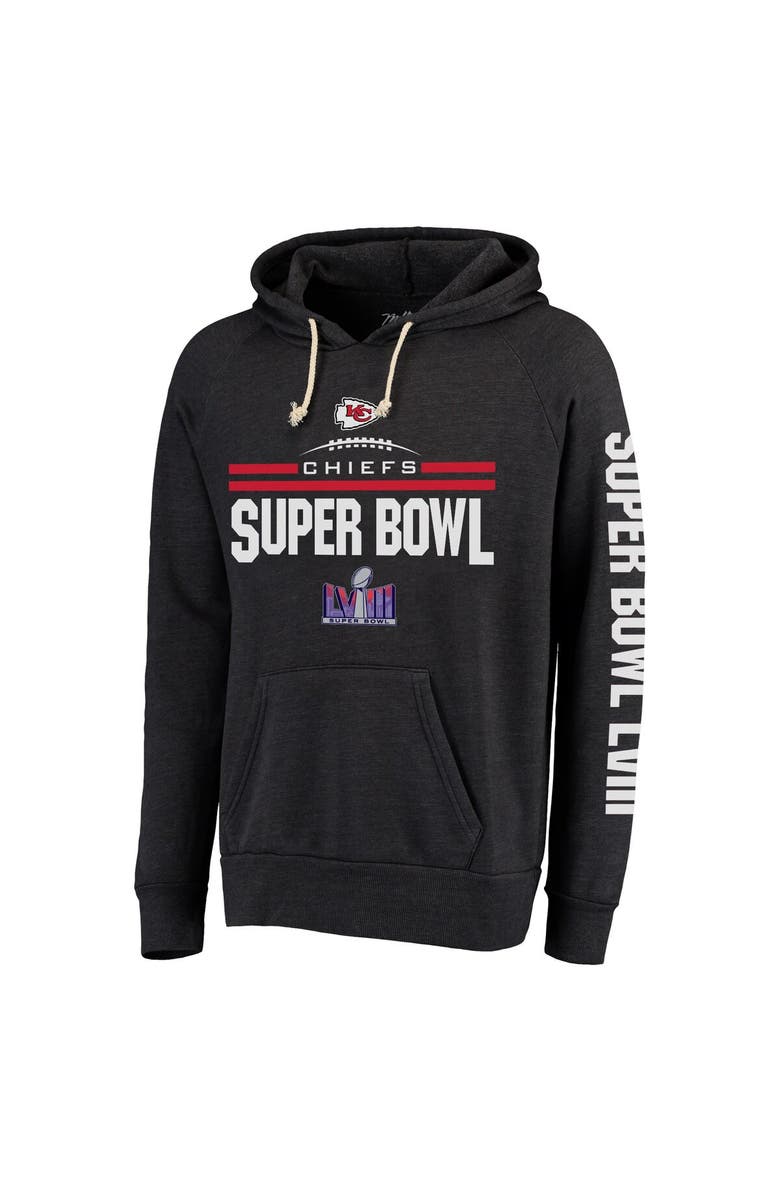 Majestic Threads Men's Majestic Threads  Heather Black Kansas City Chiefs Super Bowl LVIII Tri-Blend Pullover Hoodie, Alternate, color, 