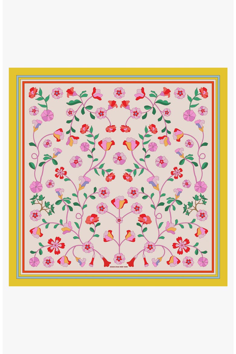 Limoncello Jardin Double Sided Silk Scarf, Main, color, Pink