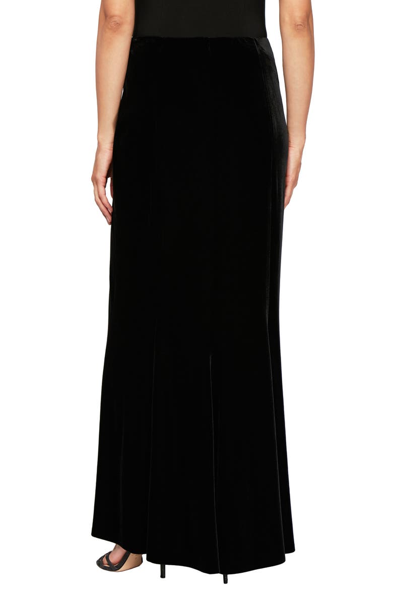 Velvet Long Skirt, Alternate, color, BLACK