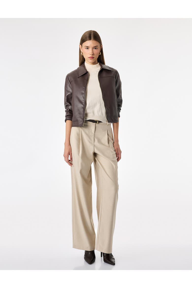 Wide Leg Tailored Trousers with Belt, Main, color, BEIGE