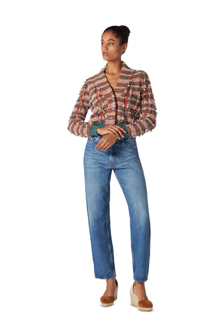 Navajo Knit Cardigan, Alternate, color, Red