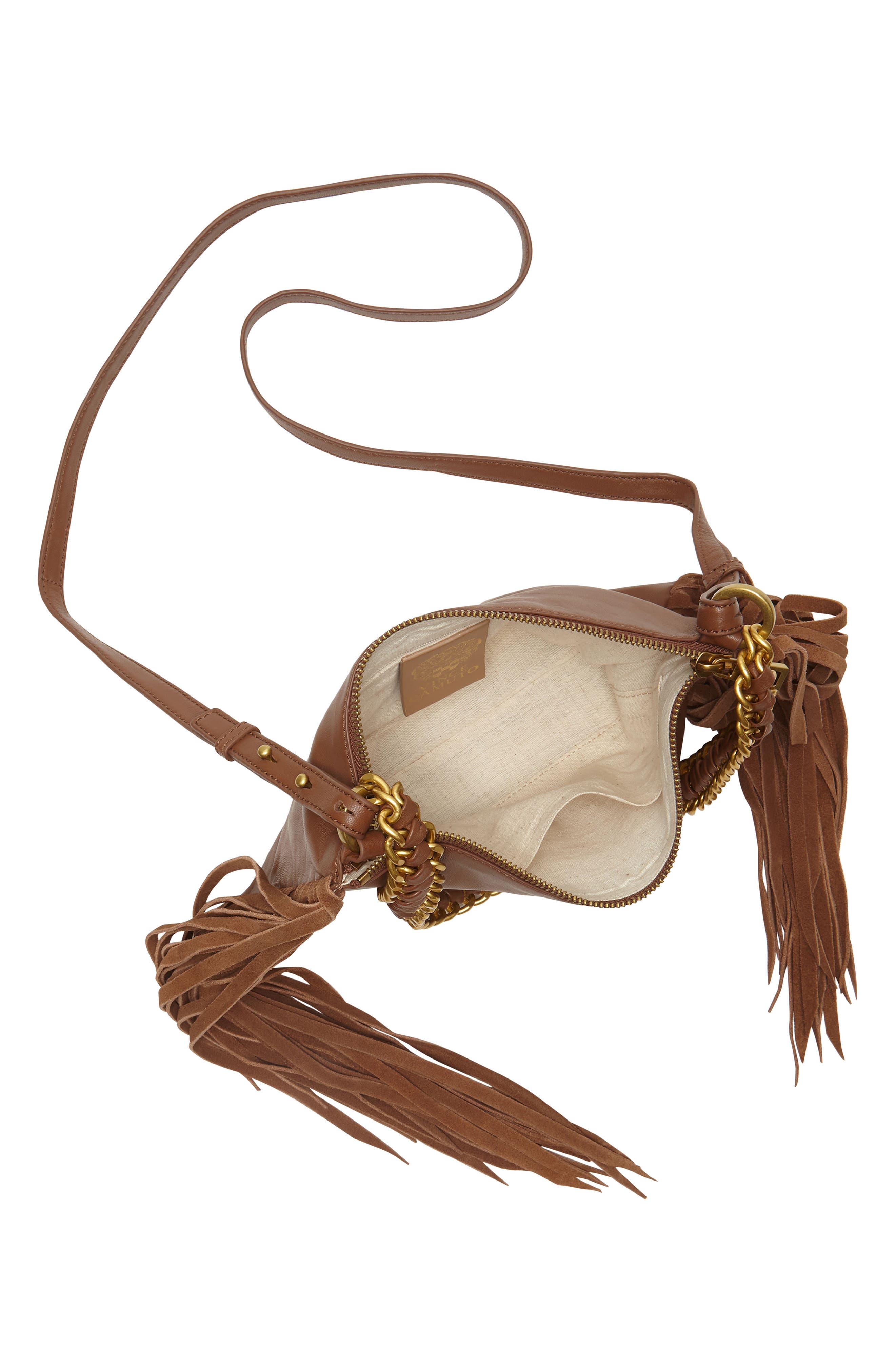 Vince Camuto Kokel Fringe Leather Crossbody Bag, Alternate, color, 