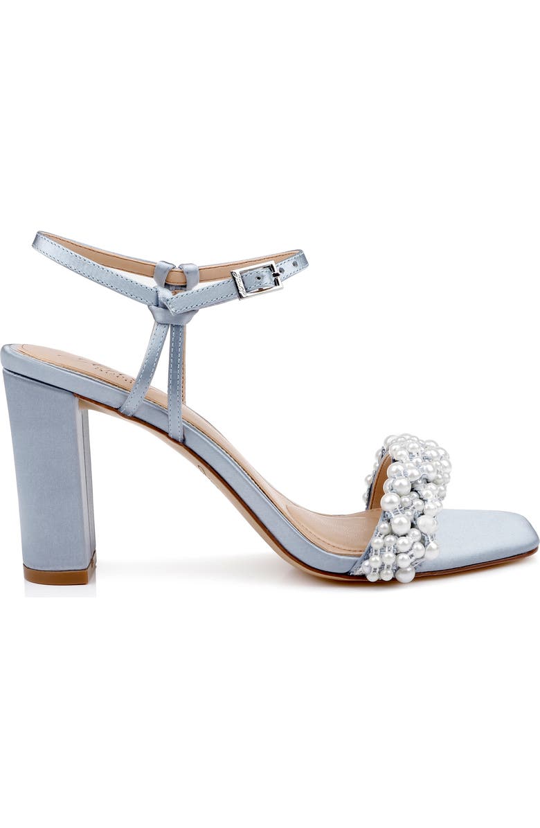 Jewel Badgley Mischka Peoria Ankle Strap Sandal, Alternate, color, Mist Blue Satin