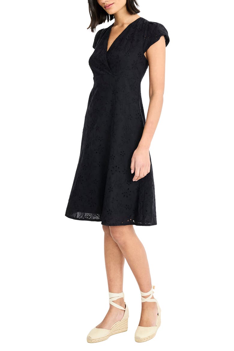 Cap Sleeve Eyelet Minidress, Alternate, color, BLACK