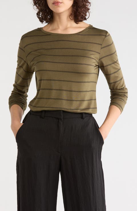 Striped Long Sleeve Crewneck Top