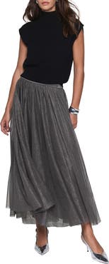 MINT VELVET Metallic Tulle Midi Skirt