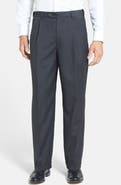 Berle Self Sizer Waist Pleated Lightweight Plain Weave Classic Fit Trousers