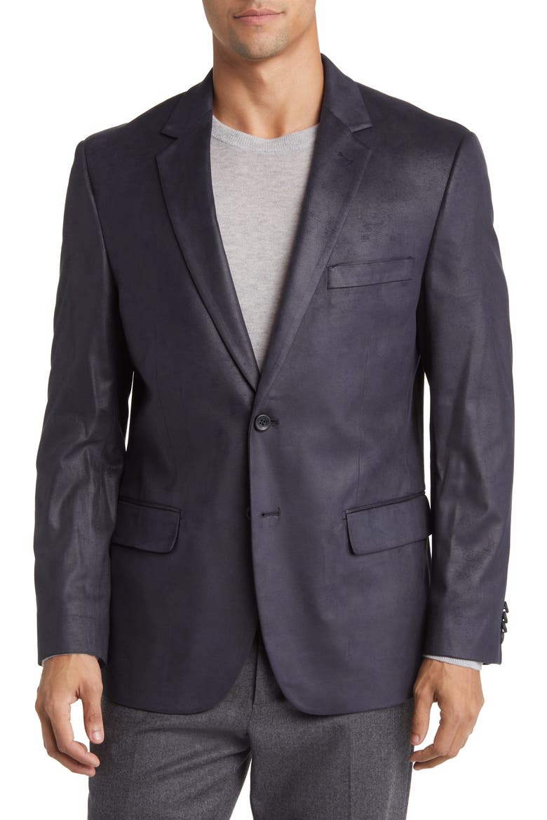 Norris Faux Suede Blazer, Main, color, BLUE
