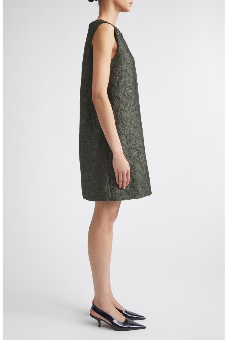 Sleeveless Jacquard Shift Dress, Alternate, color, DARK GREEN