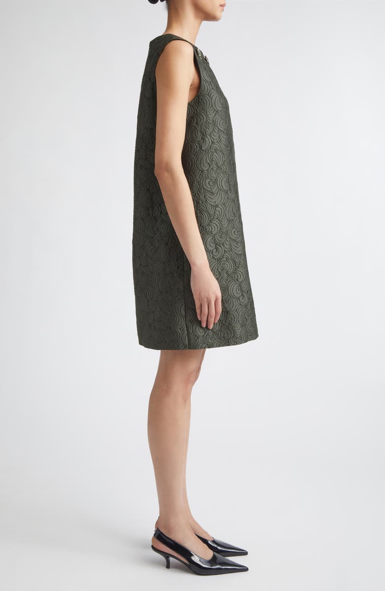 Max Mara Sleeveless Jacquard Shift Dress, Alternate, color, Dark Green