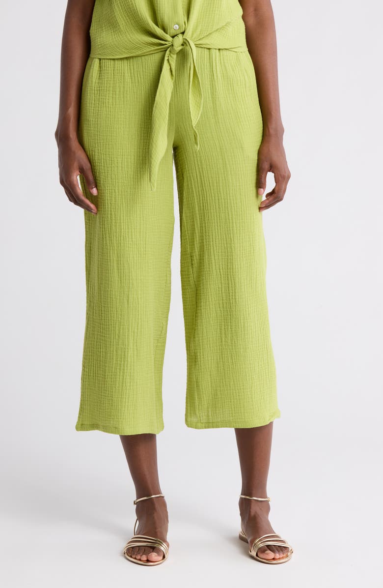T Tahari Pleated Gauze Pull-On Pants, Main, color, Spring Green