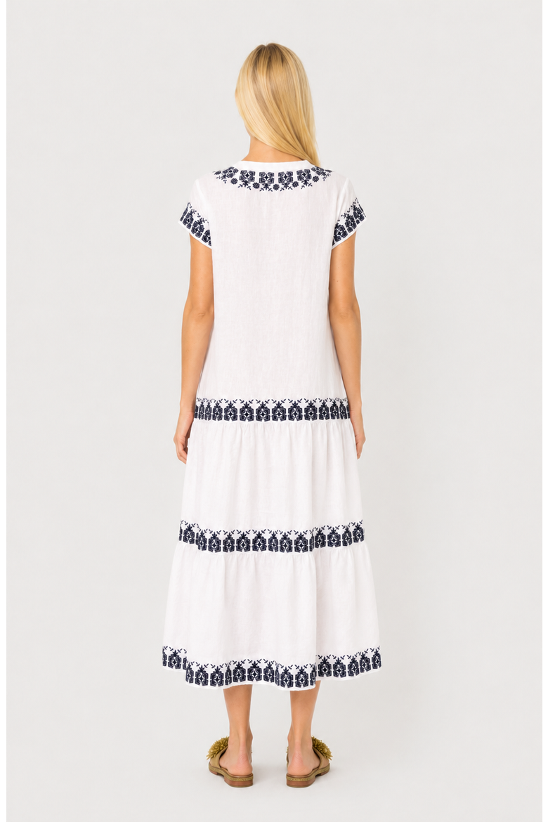 Coralie Dress, Alternate, color, White & Navy