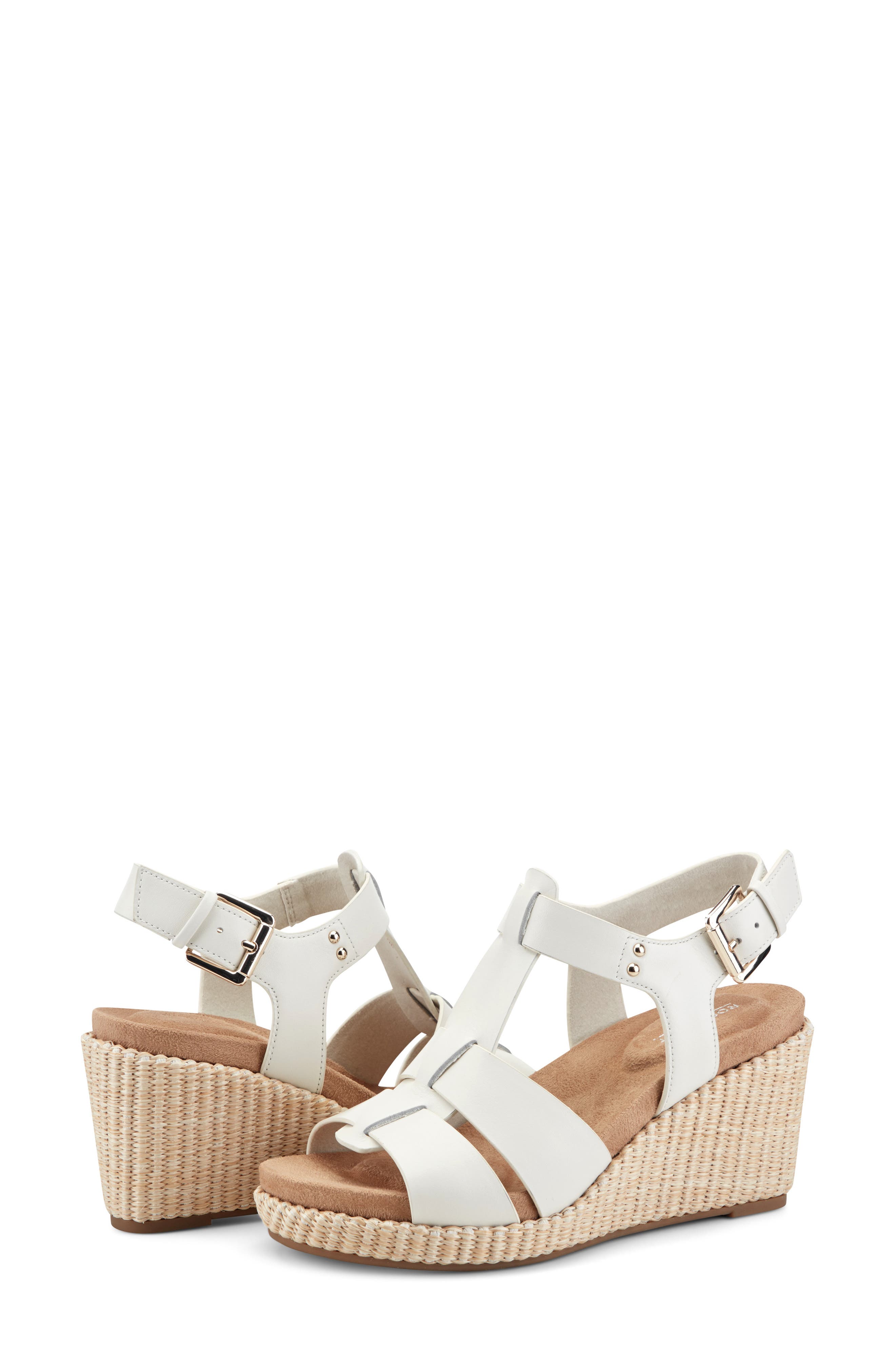 Belle Wedge Sandal, Alternate, color, CREAM LEATHER