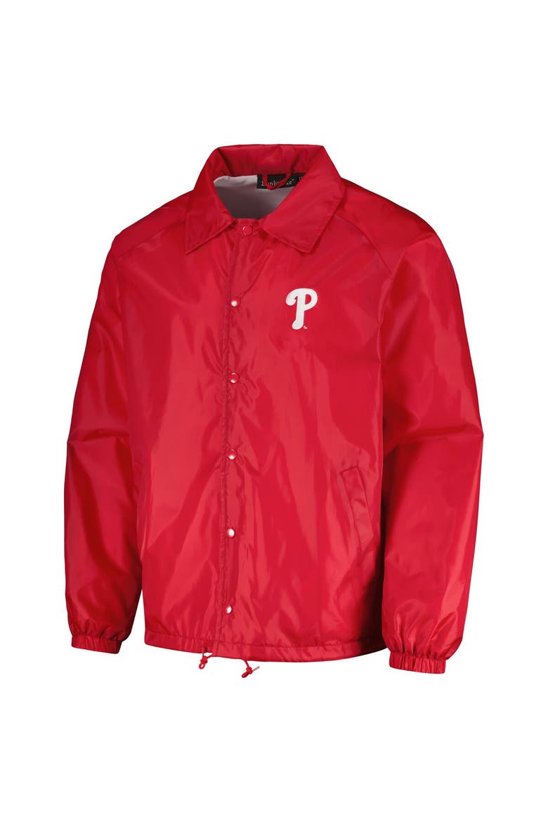Men's Dunbrooke  Red Philadelphia Phillies Coach's Raglan Full-Snap Windbreaker Jacket, Alternate, color, Red