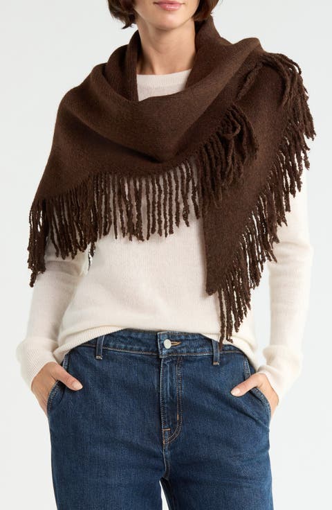 Marled Fringe Triangle Scarf