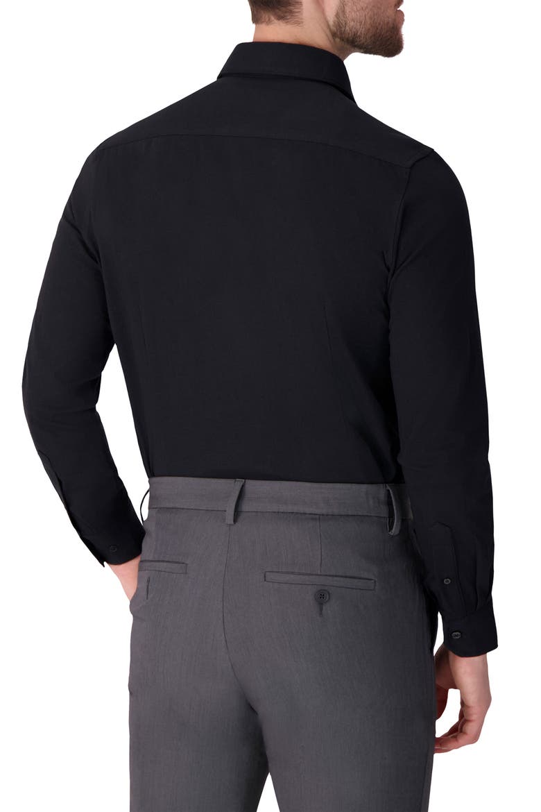 Regular Fit Solid Black Knit Cotton Dress Shirt, Alternate, color, BLACK