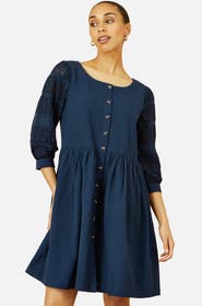 Yumi Broderie Anglaise Puff Sleeve Dress