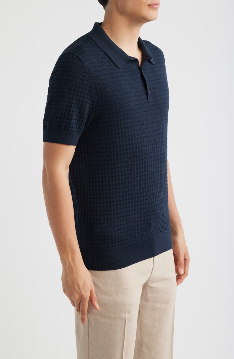 BOSS Camel L-Nadalione Silk & Cotton Polo, Alternate, color, Dark Blue
