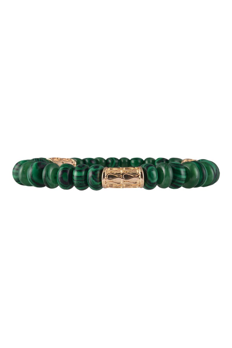 Set of 2 Malachite Stretch Beaded Bracelets, Alternate, color, GREEN