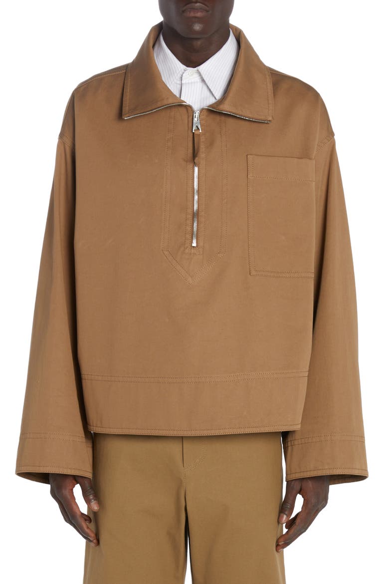 Cotton Gabardine Half Zip Jacket, Main, color, DARK SAND