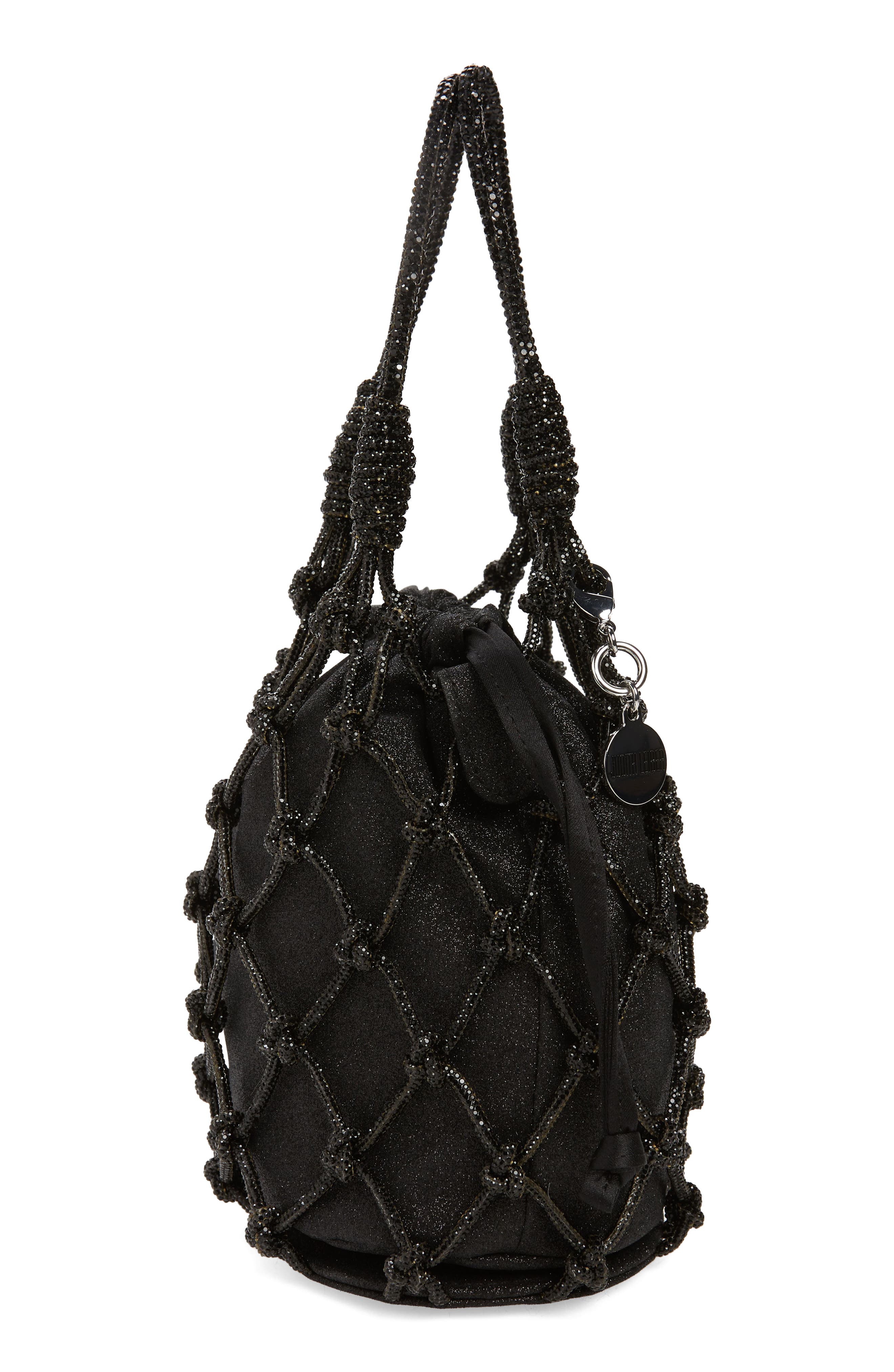 JUDITH LEIBER COUTURE Sparkle Net Pouch Bag, Alternate, color, Silver Jet