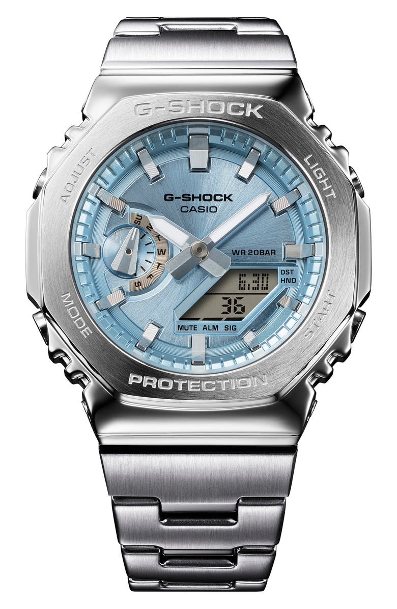 G-SHOCK 2110 Series Analog-Digital Watch, 49.3mm, Main, color, Silver