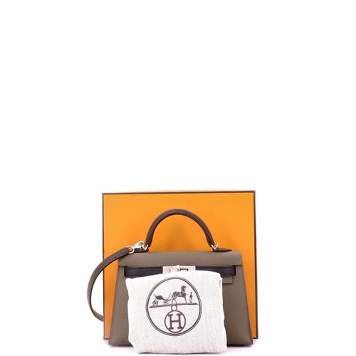 Pre-owned Hermes Hermes Kelly Mini Ii Bag Tricolor Epsom With Palladium Hardware 20 In Brown