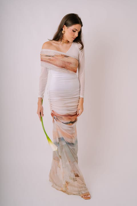 Bajareque One-Shoulder Mesh Dress