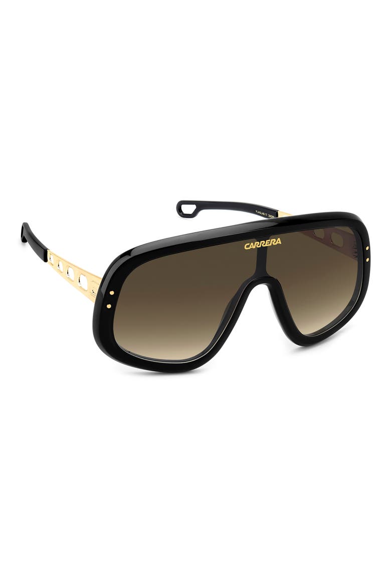 99mm FLAGLAB 17 99mm Shield Sunglasses, Alternate, color, BLACK GOLD/ BROWN GREEN