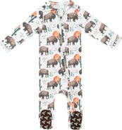 Copper Pearl Bison Print Zip Footie