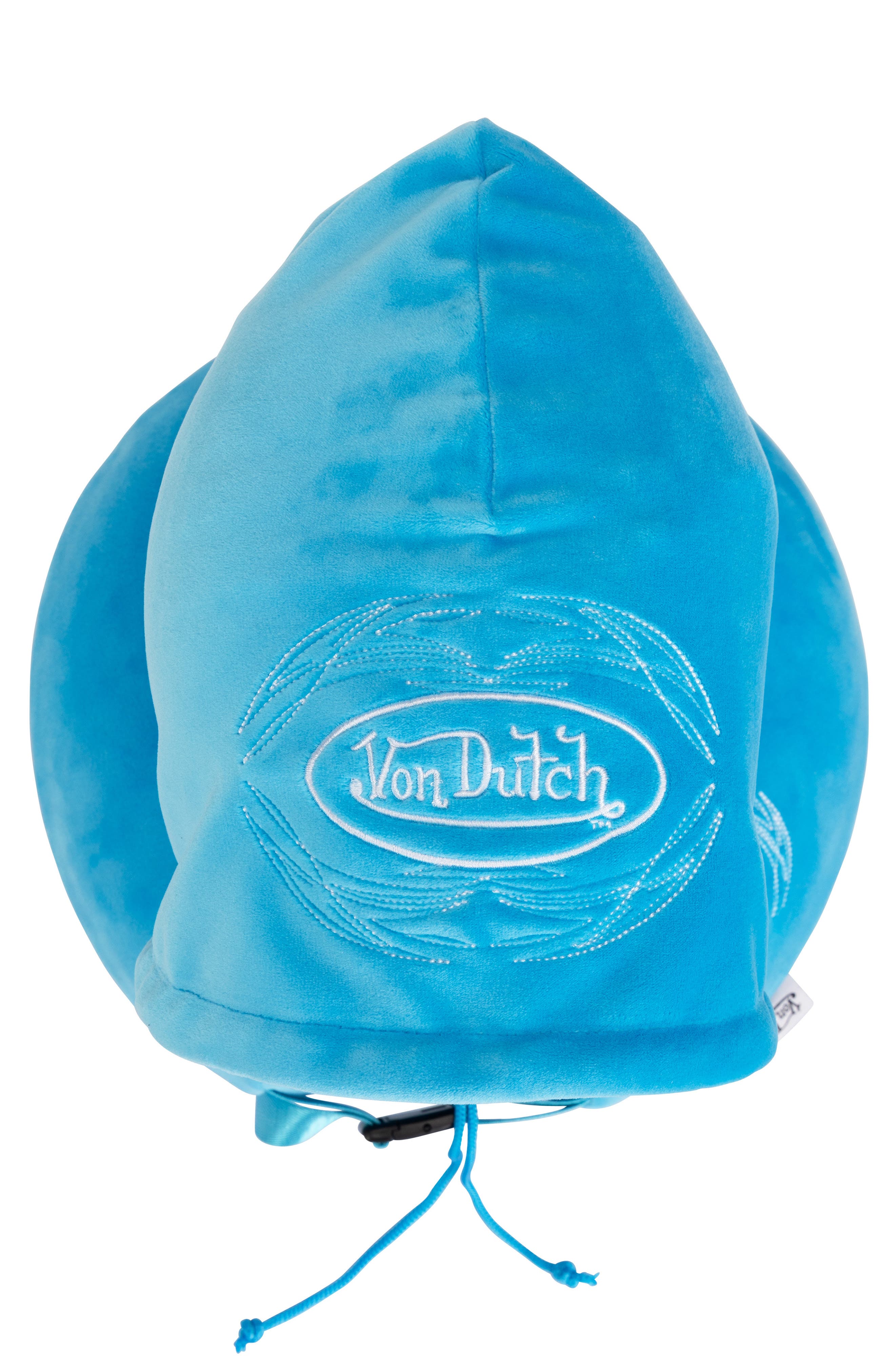 Von Dutch Pinstripe Hooded Memory Foam Travel Neck Pillow, Alternate, color, Blue