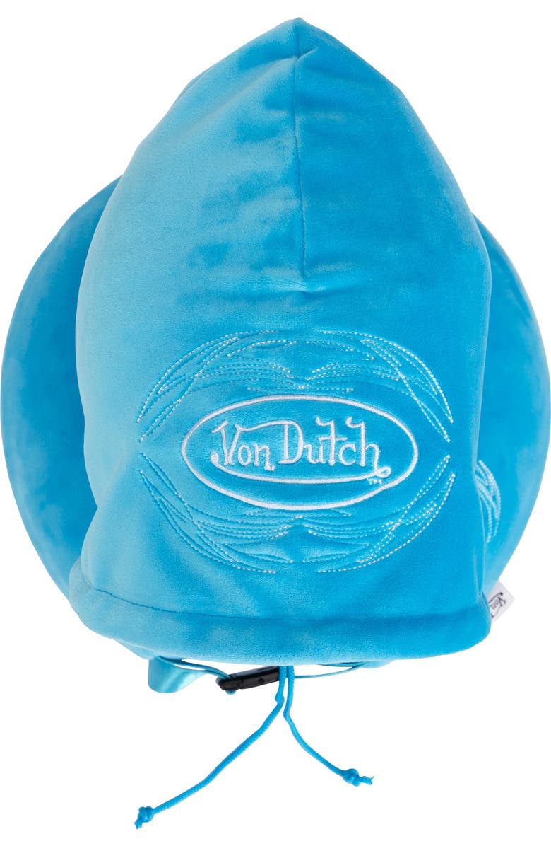 Von Dutch Pinstripe Hooded Memory Foam Travel Neck Pillow, Alternate, color, Blue