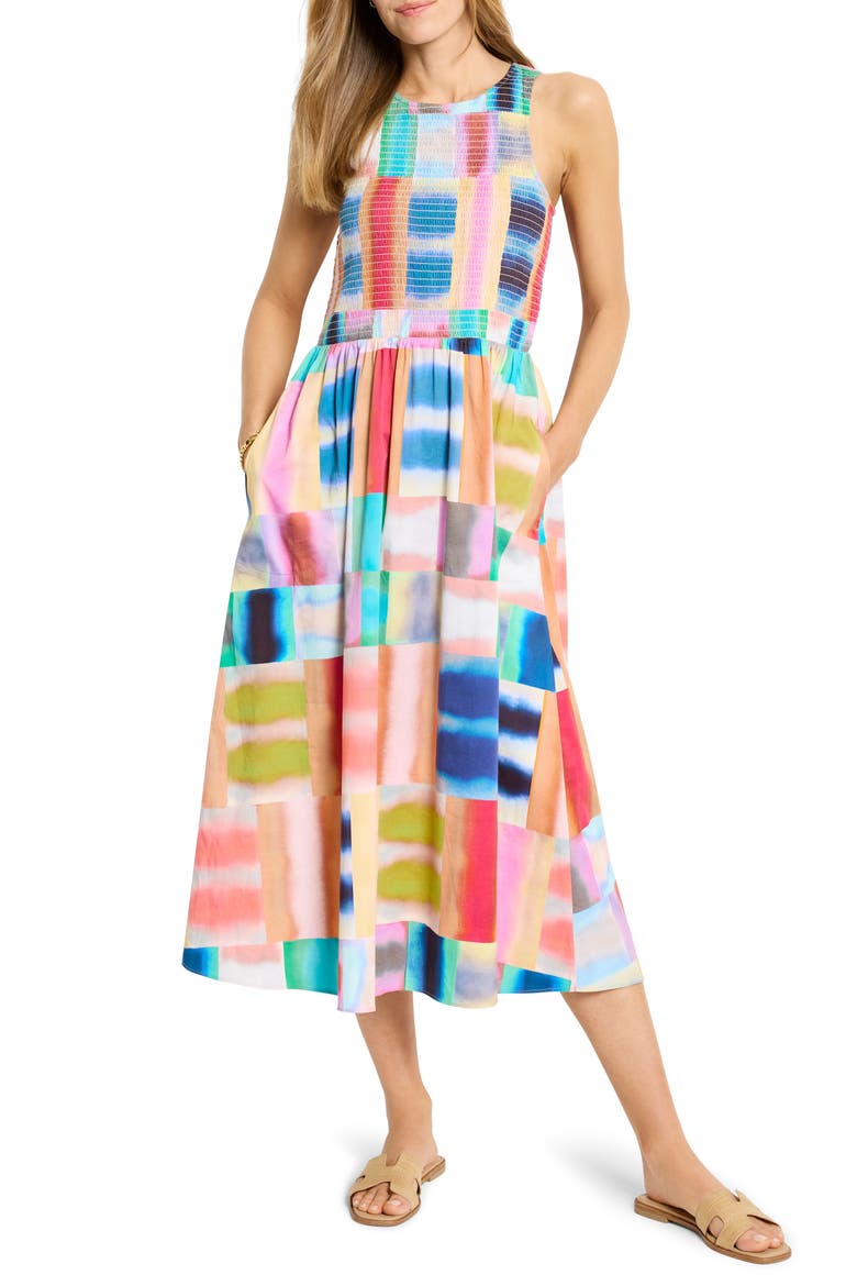 Anna Portofino Print Midi Sundress, Main, color, PINK MULTI