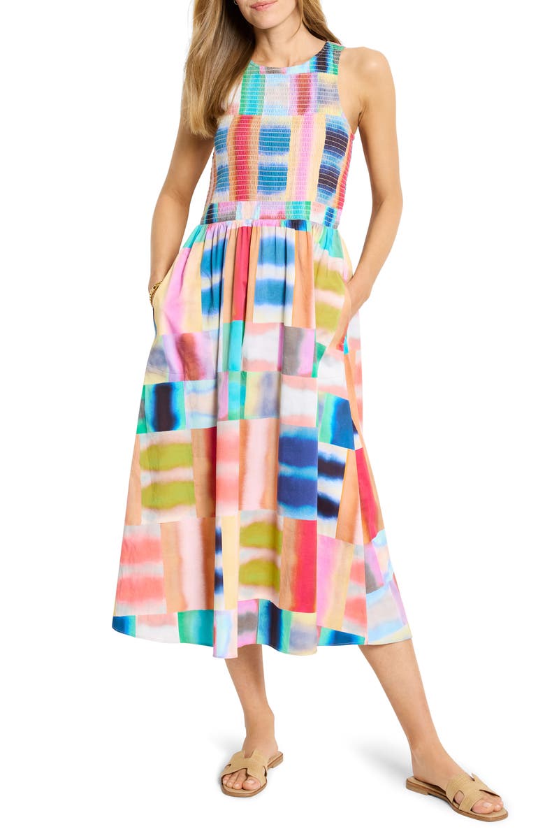 NIC+ZOE Anna Portofino Print Midi Sundress, Main, color, Pink Multi