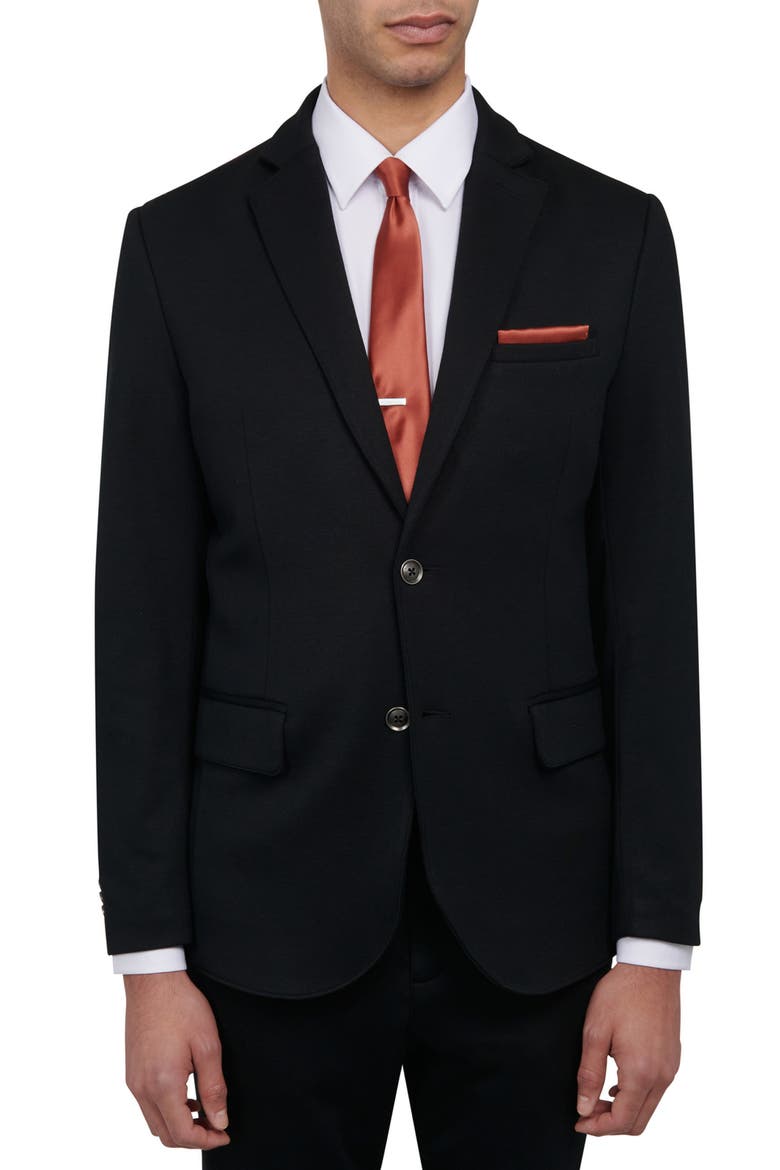 Slim Fit Performance Knit Sport Coat, Main, color, JET BLACK
