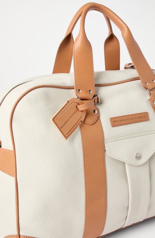 Brunello Cucinelli Grained Calfskin Street Bag In White