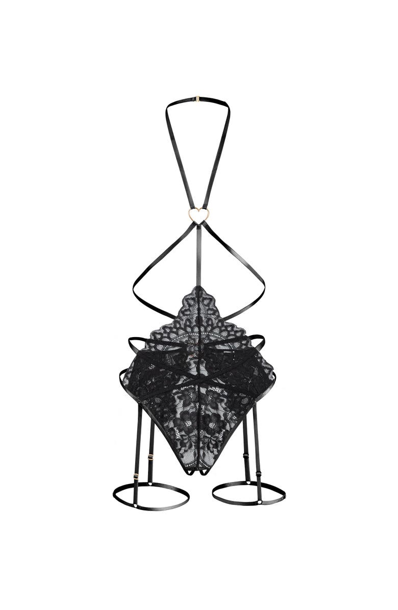 Adore Me Tiah Crotchless Playsuit Lingerie, Alternate, color, Black