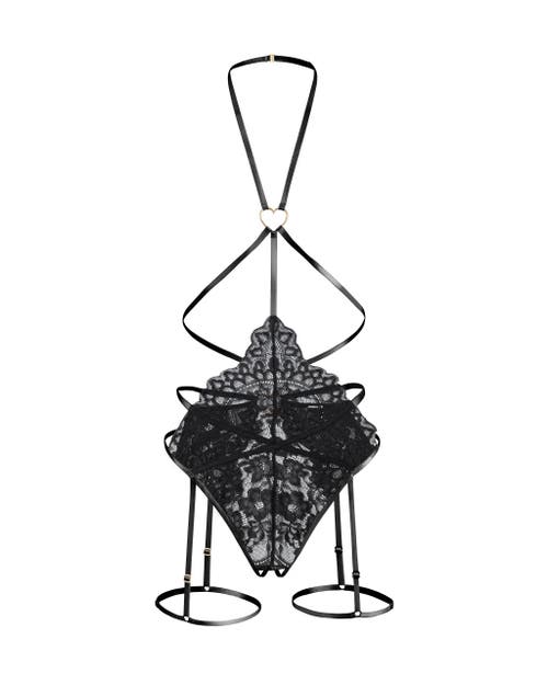 Adore Me Tiah Crotchless Playsuit Lingerie In Black