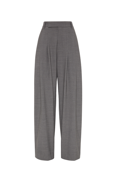 Brunello Cucinelli Wool-blend Baggy Tailored Trousers In Medium Grey