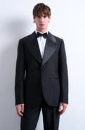Topman Wide Lapel Black Stretch Tuxedo Jacket