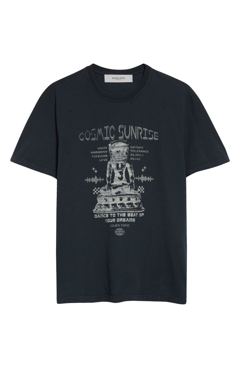 Golden Goose Cosmic Sunrise Cotton Graphic T-Shirt, Alternate, color, Washed Black/ Heritage White