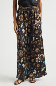 Camilla Amulets & Alchemy Print Wide Leg Silk Satin Pants