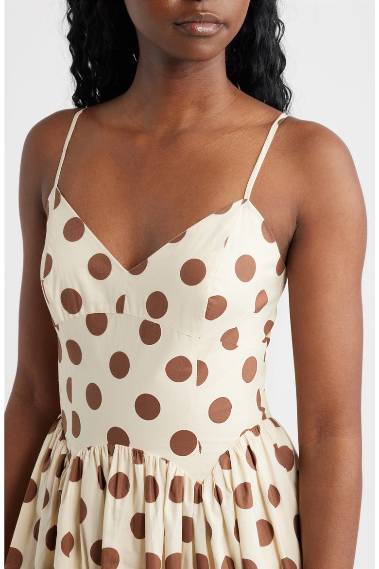 Everly Dot Sleeveless Midi Dress, Alternate, color, CREAM BROWN